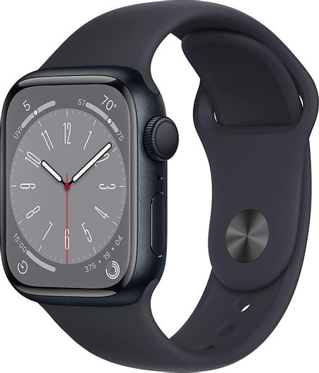 Apple Watch Series 8 Cellular Aluminium 45mm Αδιάβροχο με eSIM & Παλμογράφο Midnight with Midnight Sport Band