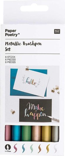 Μαρκαδόροι Χειροτεχνίας  Rico Design 6τμχ Μεταλλικοί Πινέλο