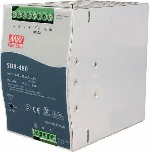 Τροφοδοτικό Ράγας Mean Well SDR480-48 με Έξοδο 48V & Ισχύ 480W 10A