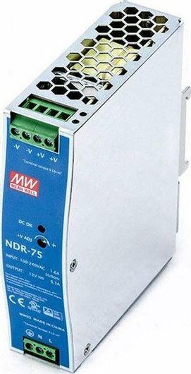 Τροφοδοτικό Ράγας Mean Well NDR75-12 με Έξοδο 12V & Ισχύ 75W 6.3A