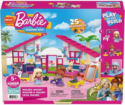 Τουβλάκια Mega Bloks GWR34 Barbie Σπίτι Malibu για 5+ Ετών 303τμχ