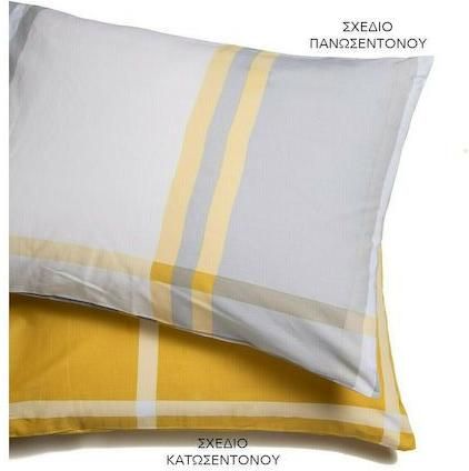 Σετ Μαξιλαροθήκες Melinen Malala 50x70cm Mustard Σχέδιο Πανωσέντονου