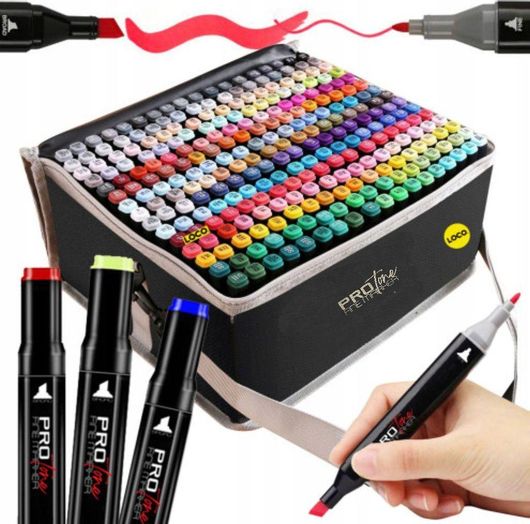 Μαρκαδόροι Ζωγραφικής με Διπλή Μύτη  262τμχ με δύο μύτες & θήκη μεταφοράς Πολύχρωμο