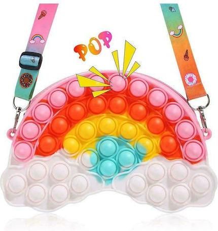 Παιδική Τσάντα 'Ωμου (3 σε 1)  Push bubble fidget παιχνίδι πορτοφόλι - Rainbow Clouds 9543-Α
