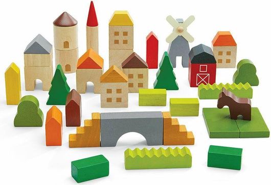 Τουβλάκια Plan Toys Ξύλινα Η Εξοχή για 3+ Ετών 42τμχ