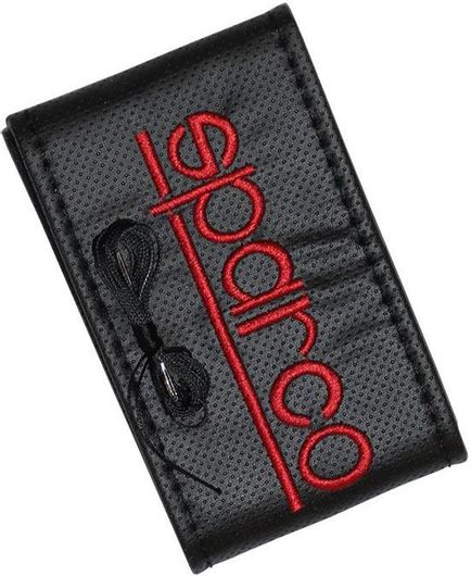 Κάλυμμα Τιμονιού Αυτοκινήτου Sparco Ραφτό με Διάμετρο 37-39cm από Δερματίνη με Κόκκινο Κέντημα Μαύρο