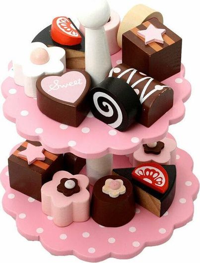 Παιχνίδι Magni Ξύλινο Σταντ με 12 Κέικ για 3+ Ετών Ροζ