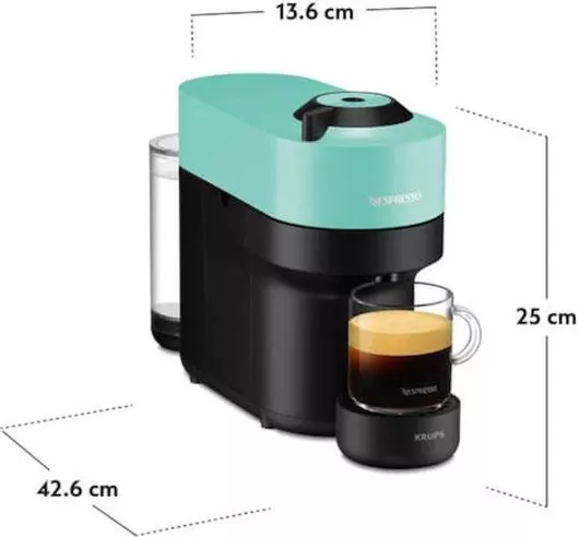 Καφετιέρα για Κάψουλες Krups Vertuo Pop XN9204 για Vertuo Πίεσης 15bar Mint