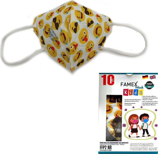 Famex Kids Mask FFP2 NR Μάσκα Προστασίας FFP2 για Παιδιά Emoticons 10τμχ