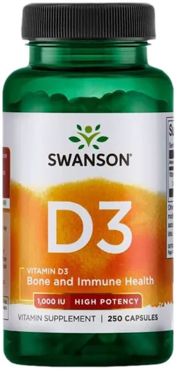 Swanson D3 High Potency Βιταμίνη για Ανοσοποιητικό 1000iu 250 Κάψουλες