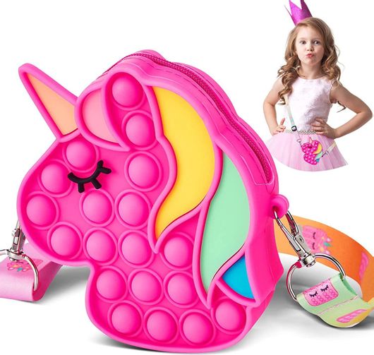 Παιδική Τσάντα 'Ωμου Push Bubble Fidget Unicorn Pop 12cm Μοβ