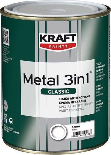 Αντισκωριακό Χρώμα Μετάλλων Kraft Metal 3 In 1 Classic 0.75lt Μαύρο