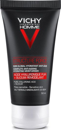 Ανδρικό Gel Προσώπου Vichy Homme Structure Force 24ωρο Ενυδατικό & Αντιγηραντικό για Ευαίσθητες Επιδερμίδες με Υαλουρονικό Οξύ 50ml