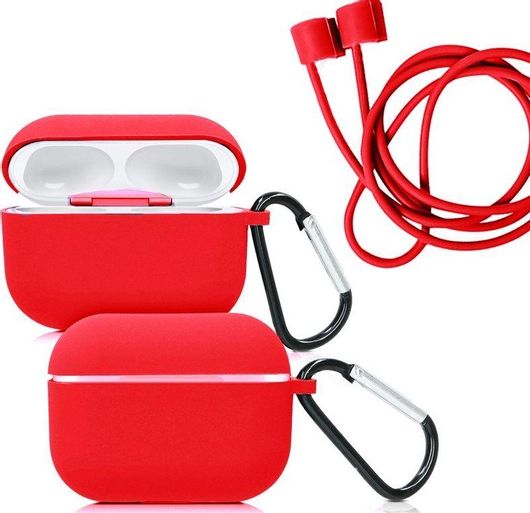 Θήκη 111.0143 Σιλικόνης με Γάντο & Anti Lost Strap για Airpods Pro Κόκκινο