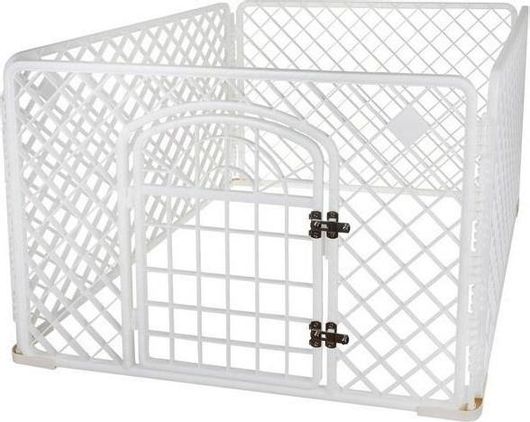 Πάρκο Σκύλου Τετράγωνο με Πάνελ 90x90x60cm από Πλαστικό Λευκό