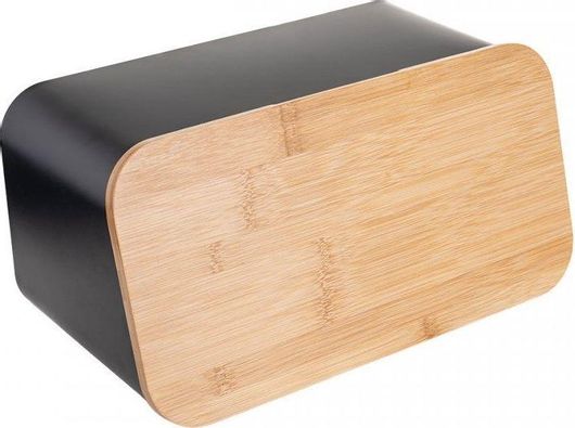 Ψωμιέρα Estia με Καπάκι Bamboo 35x19x17cm Μαύρο