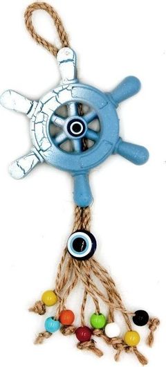 Κρεμαστό Γούρι 2-049 Τιμόνι με Μάτι με Σχοινί & Χάντρες Πολύχρωμο