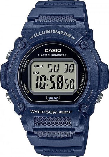 Ανδρικό Ρολόι Casio W-219H-2AVEF με Λουράκι από Καουτσούκ Μπλε