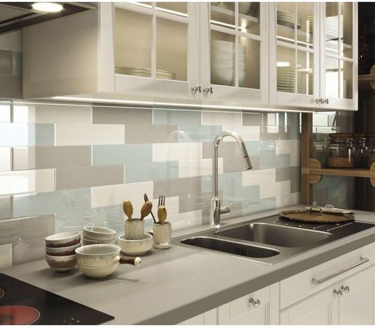 Πλακάκια Villa Pasta Bianca Retificato Tennessee Τοίχου Κουζίνας & Μπάνιου Κεραμικό Γυαλιστερό 30x7.5cm Greige Gloss