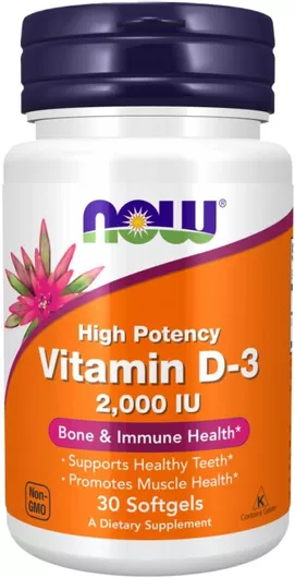 Now Foods Vitamin D-3 Βιταμίνη για Ανοσοποιητικό 2000iu 30 Μαλακές Κάψουλες