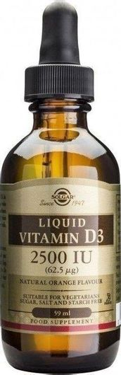 Solgar Liquid Vitamin D3 Βιταμίνη για Ενίσχυση του Ανοσοποιητικού & την Υγεία των Οστών 2500iu Πορτοκάλι 59ml