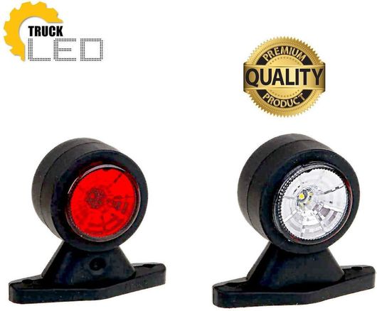 Φανός Όγκου Truck LED 9cm 12/24V Σετ 2τμχ Λευκό / Κόκκινο