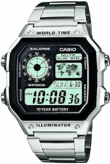 Ανδρικό Ρολόι Casio AE-1200WHD-1AVEF με Μεταλλικό Μπρασελέ Ασημί
