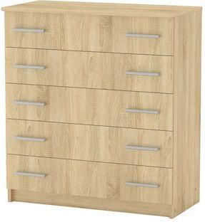 Συρταριέρα Κρεβατοκάμαρας Pakoworld Penelope Ξύλινη με 5 Συρτάρια 80.5x38x89cm Sonoma