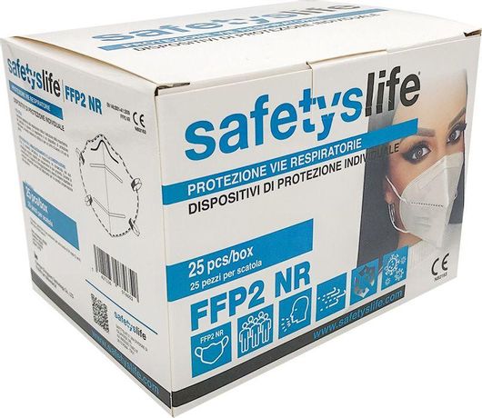 Μάσκα Προστασίας Safetyslife LZY03 FFP2 Μιας Χρήσης 25τμχ Λευκό