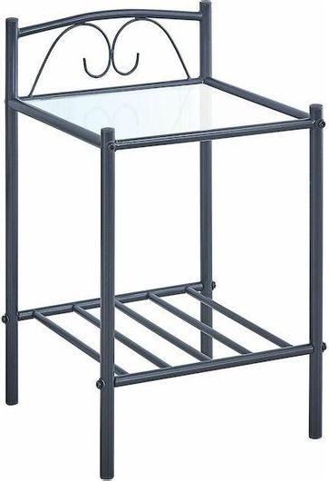 Κομοδίνο Woodwell Μεταλλικό Rado με Γυάλινη Επιφάνεια Μαύρο 40x40x64cm