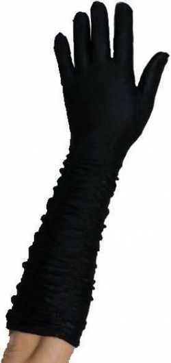 Αποκριάτικο Αξεσουάρ 1-054982 Γάντια Μακριά με Σούρα Μαύρα