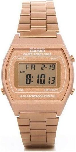 Ανδρικό Ρολόι Casio B-640WC-5A με Μεταλλικό Μπρασελέ Ροζ Χρυσό