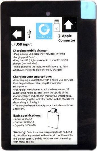 GRAB N GO Power Bank 2600mAh με Θύρα USB-A Μαύρο