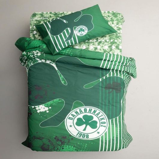 Σετ Παιδικά Σεντόνια Μονά Palamaiki FC10 με Λάστιχο Βαμβακερά 170x260cm 3τμχ Πράσινο