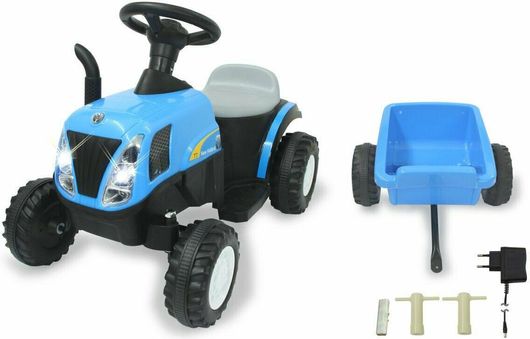 Παιδικό Τρακτέρ New Holland Ηλεκτροκίνητο με Καρότσα 6 Volt Μπλε