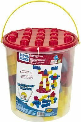 Τουβλάκια Lazarid Toys Super Bloks No 32 Τουβλάκια σε Κουβά 48τμχ για 12+ Μηνών Κόκκινο