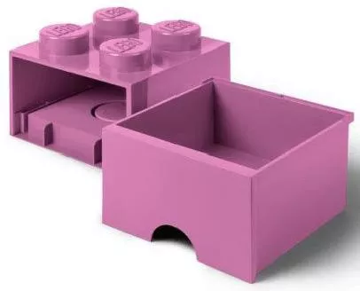 Παιδικό Κουτί Αποθήκευσης Lego από Πλαστικό 4 Knobs Ροζ 25x25x18cm