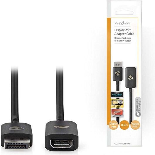 Nedis Μετατροπέας DisplayPort male σε HDMI female 1τμχ CCGP37108BK02