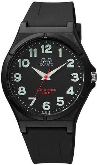 Ανδρικό Ρολόι Q&Q VQ66J024Y με Λουράκι από Καουτσούκ 43cm Μαύρο