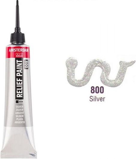 Ακρυλικό Χρώμα για Περίγραμμα Talens Amsterdam Relief Silver No800 20ml Ασημί