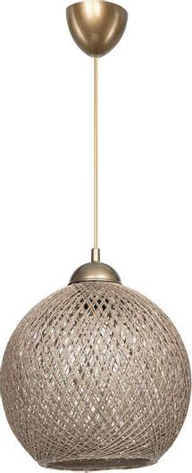 Κρεμαστό Φωτιστικό Οροφής Pakoworld 147-000084 Μονόφωτο με Ντουί E27 Ύφασμα 26cm Καφέ