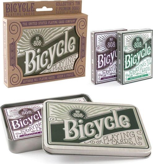 Τράπουλα U.S. Playing Card Company Bicycle Retro Tin Gift Σετ 2τμχ Μαύρο / Πράσινο