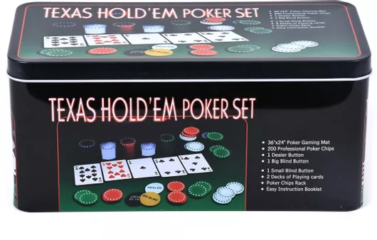 Μάρκες Poker Σετ 200 Αριθμημένες σε Μεταλλικό Κουτί με 2 Τράπουλες & Τσόχα