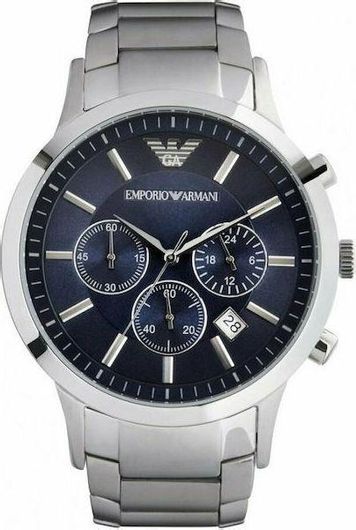 Ανδρικό Ρολόι Emporio Armani AR2448 με Μεταλλικό Μπρασελέ Ασημί