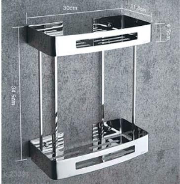 Ραφιέρα Μπάνιου Domistyle 270116 Επιτοίχια Inox με 2 Ράφια 30x11.8x34.5cm