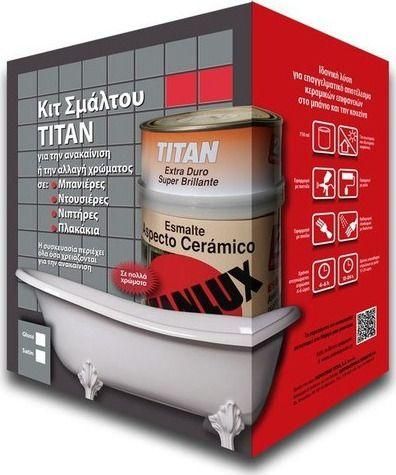 Κιτ Σμάλτου Μπανιέρας / Κεραμικών Titan Γυαλιστερό 750ml Λευκό