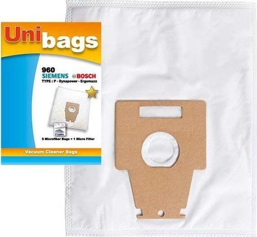 Unibags 960 Σακούλες Σκούπας 5τμχ Συμβατή με Σκούπα Bosch / Siemens