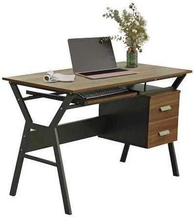 Γραφείο Homemarkt HM2130.03 Υπολογιστή Ξύλινο με Μεταλλικά Πόδια 120x60x76cm Καρυδί Γκρι