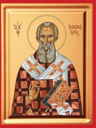 Εικόνα Ο Άγιος Αθανάσιος Μεταξοτυπία σε Ξύλο 24x30cm