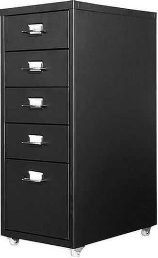 Συρταριέρα Γραφείου Μεταλλική με Ροδάκια & 5 Συρτάρια 41x28x69cm Μαύρο